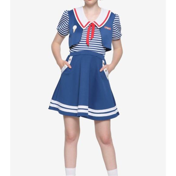 Hot Topic Stranger Things Robin Scoops Ahoy Halloween Costume Dress Size Medium - Picture 8 of 8